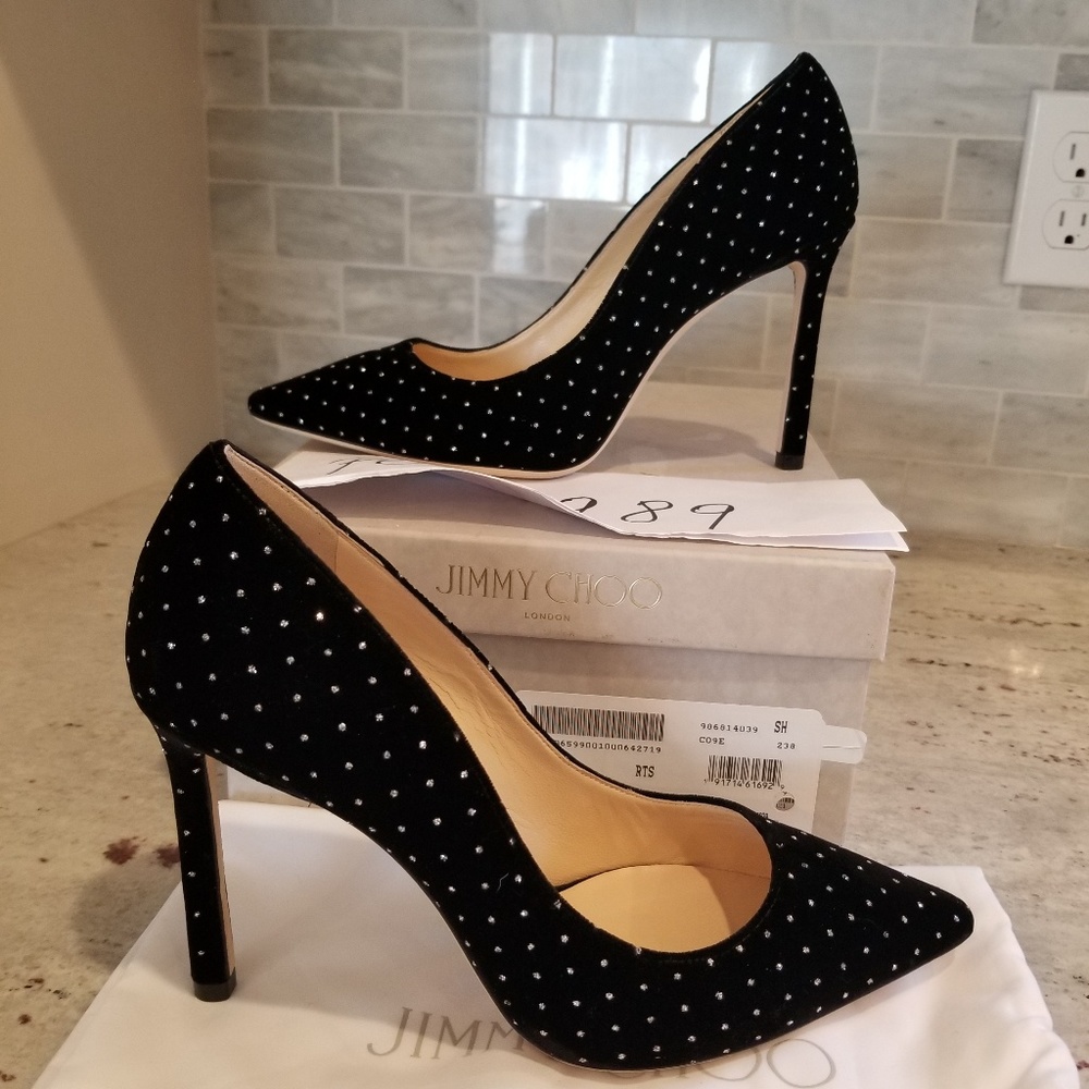 SOLD Jimmy Choo Romy 100 velvet rhinestones heels - Picture 6 of 8